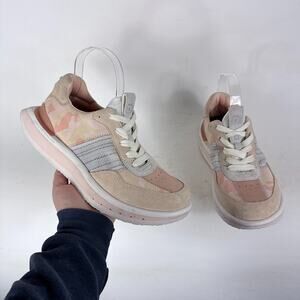 Deckers x Lab Athletic Sneakers Women's 8 Peach Pink Leather Lace-Up Walking